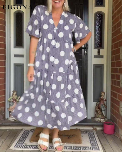 Vintage Polka Dot Long Dress casual dresses spring summer