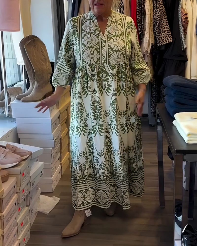 Floral-Print V-Neck Dress