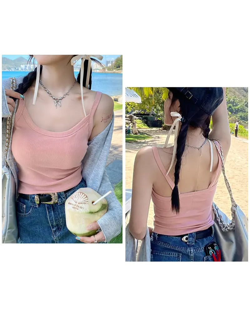 Canotta con reggiseno incorporato in tinta unita