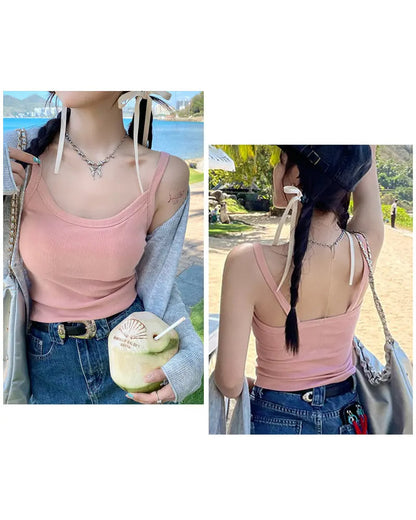 Canotta con reggiseno incorporato in tinta unita