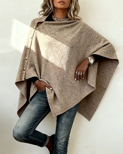 Stylish Cape-Style Asymmetrical Sweater