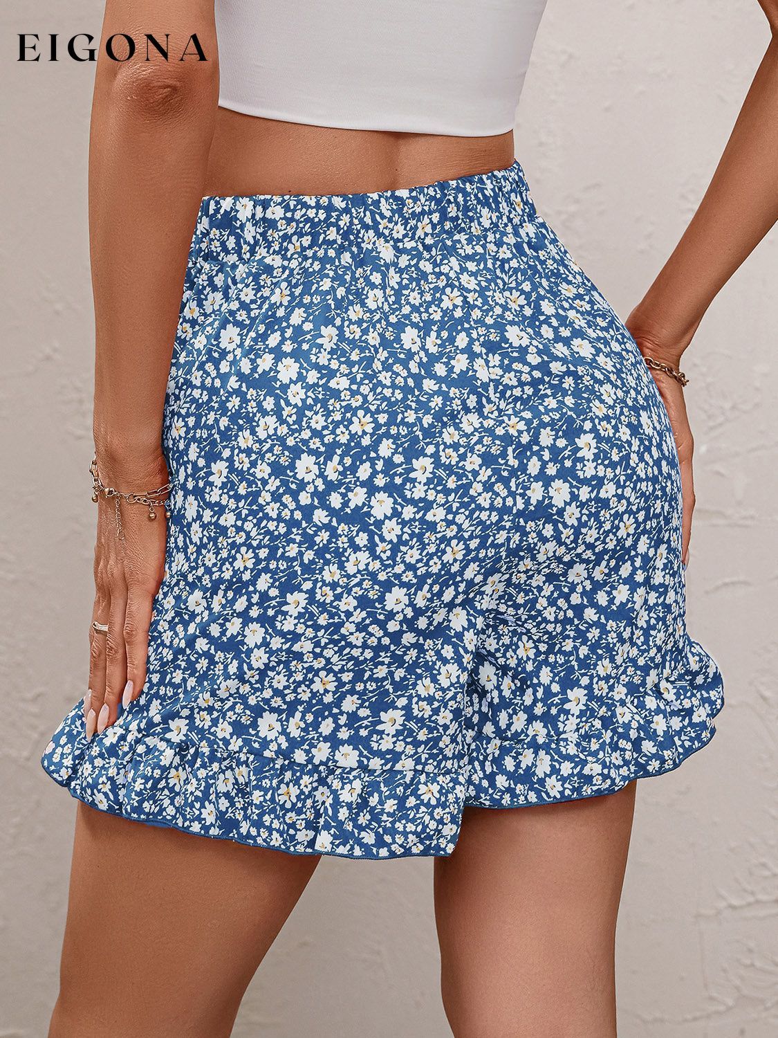 Printed Tie Waist Shorts clothes Ship From Overseas Shipping Delay 09/29/2023 - 10/03/2023 trend Z@Q