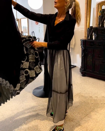 Modisches, fließendes Mesh-Longshirt