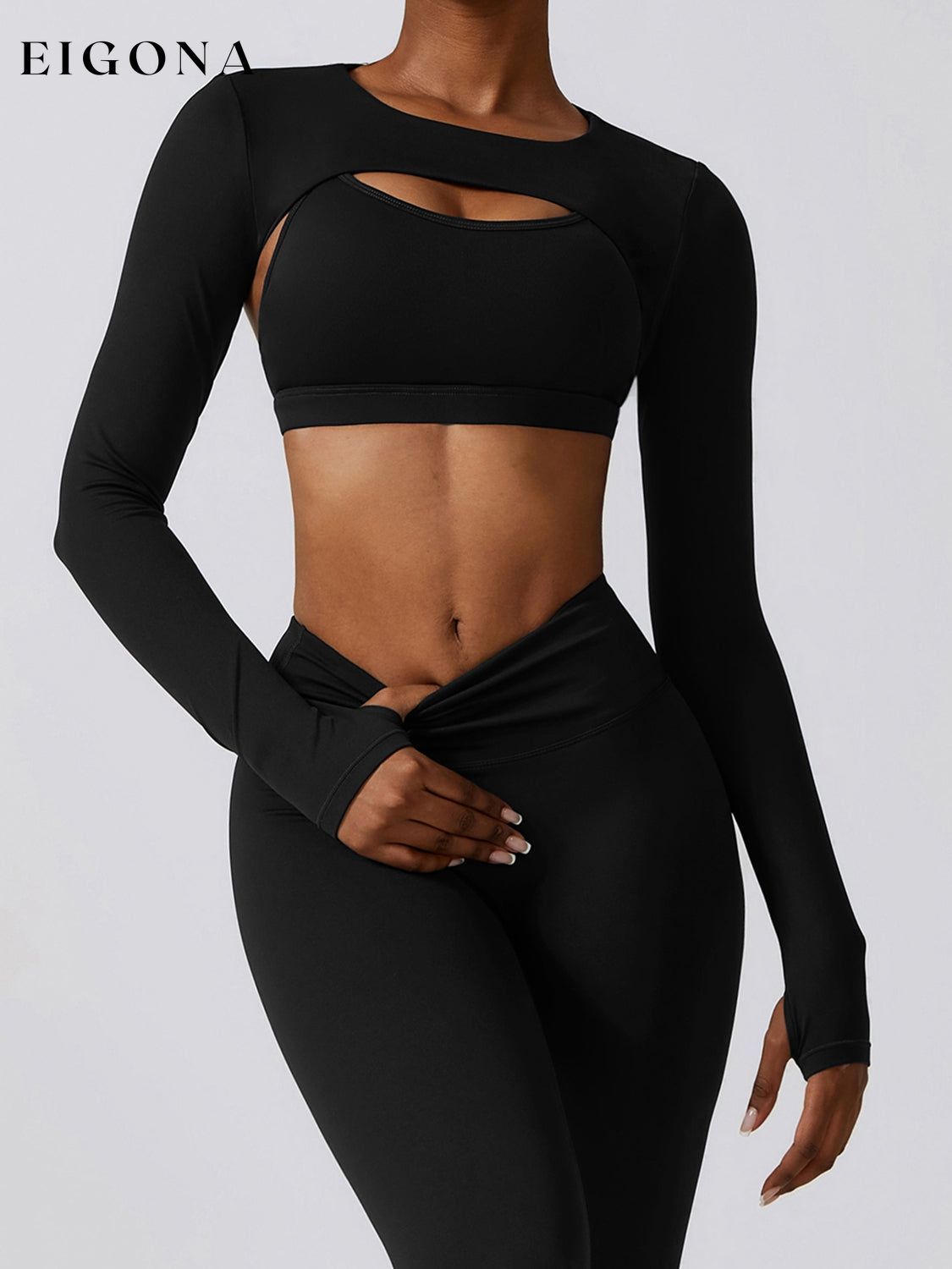 Cropped Cutout Long Sleeve Sports Top clothes Ship From Overseas Shipping Delay 09/29/2023 - 10/04/2023 trend workout Z&C
