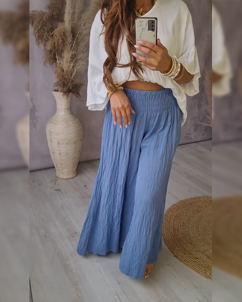 Pleated Relaxed Straight Leg Pants