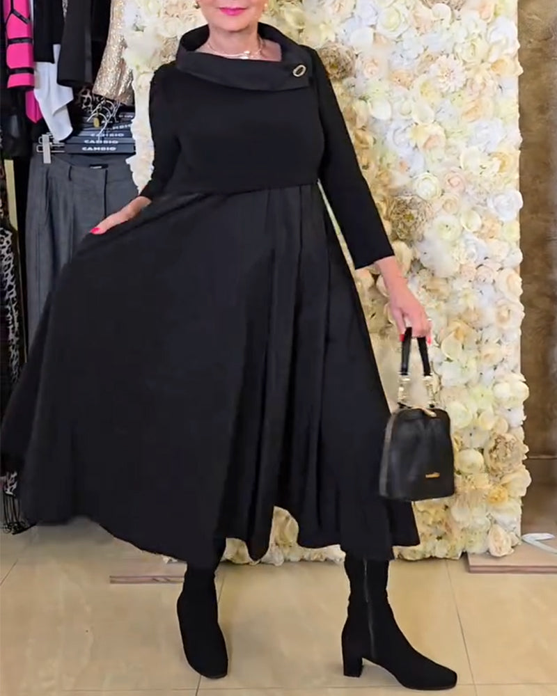 Fashionable Street Solid A-line Dress