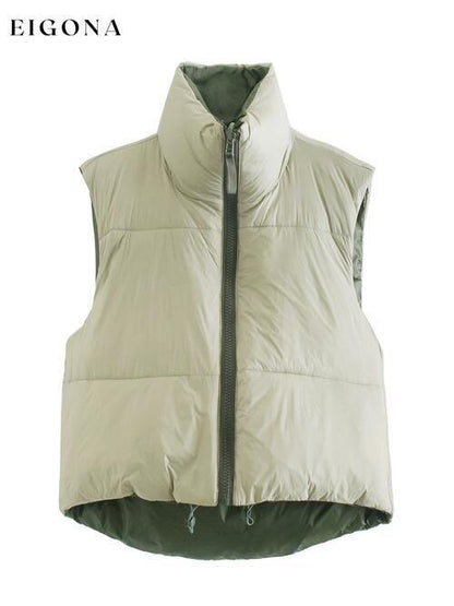 Zip Up Drawstring Reversible Vest clothes K&BZ Ship From Overseas