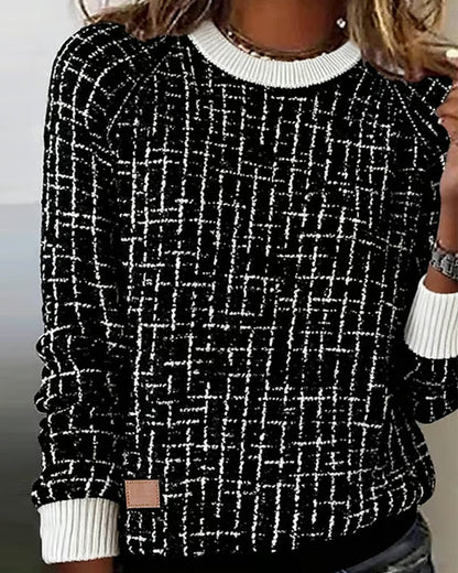 Casual Checkered Printed Sweatshirt