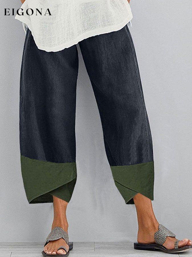 Contrast Design Casual Mid-Length Pants bottom