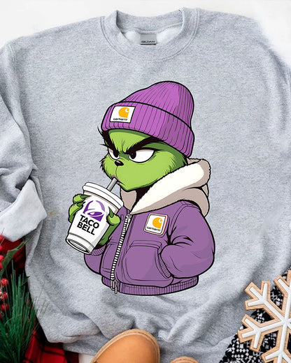 The Ginch Drink Taco Bell Sweatshirt 2024 f/w christmas grinch sweatshirts