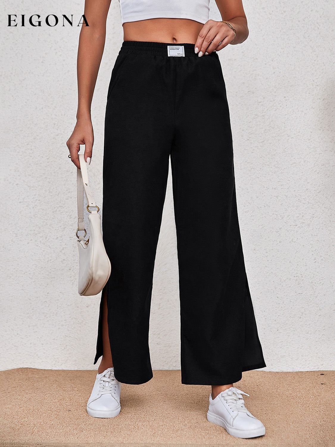 Wide Leg Slit Pants clothes Hanny Ship From Overseas Shipping Delay 09/29/2023 - 10/04/2023 trend