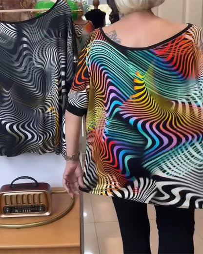 T-Shirt mit Rundhalsausschnitt und lockerem Print