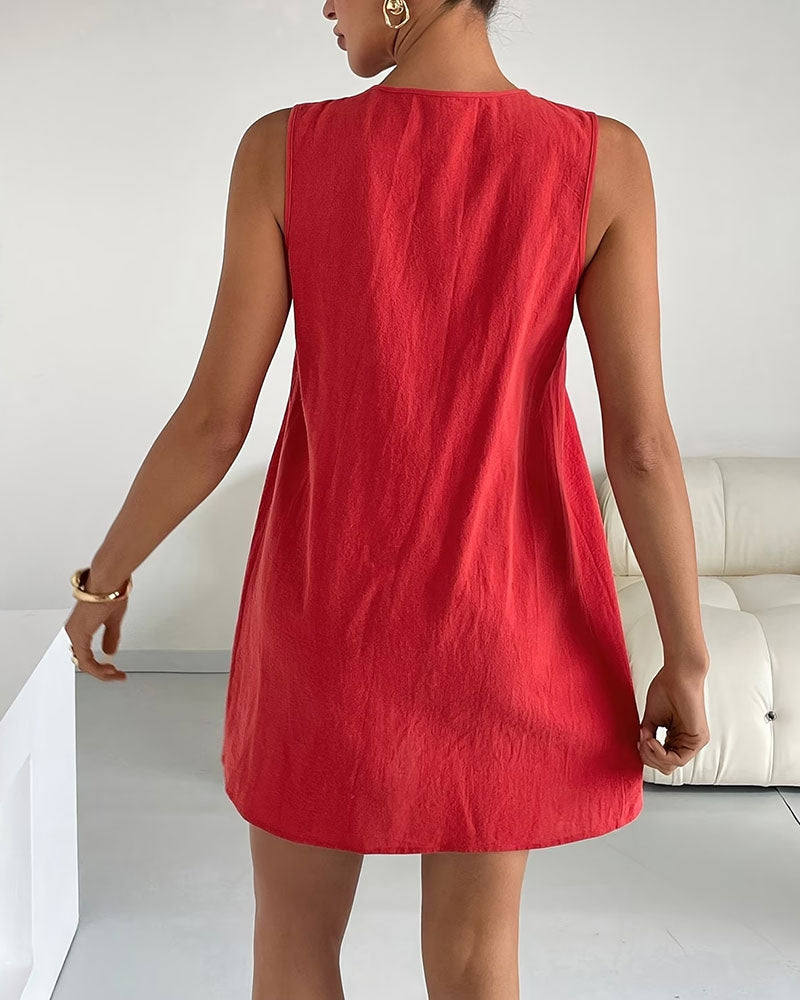 Sleeveless Strappy A-Line Short Dress