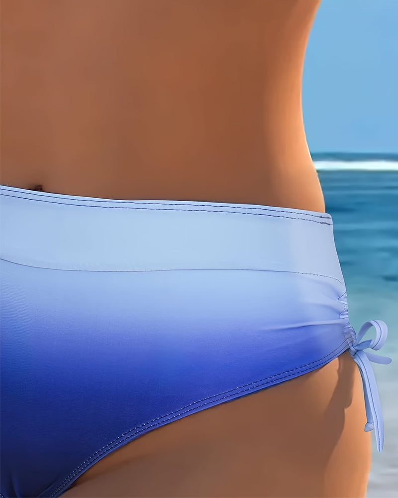 Halterneck Lace-Up Gradient Bikini