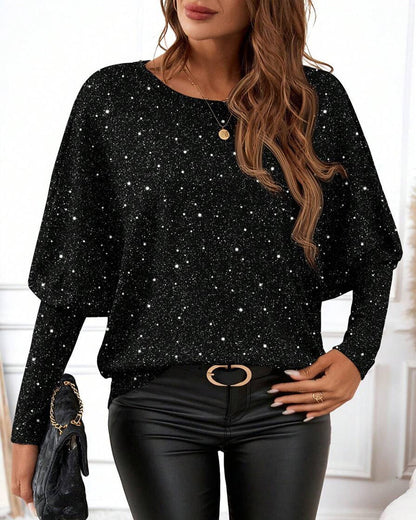 Fine shimmering fashionable long-sleeved Top