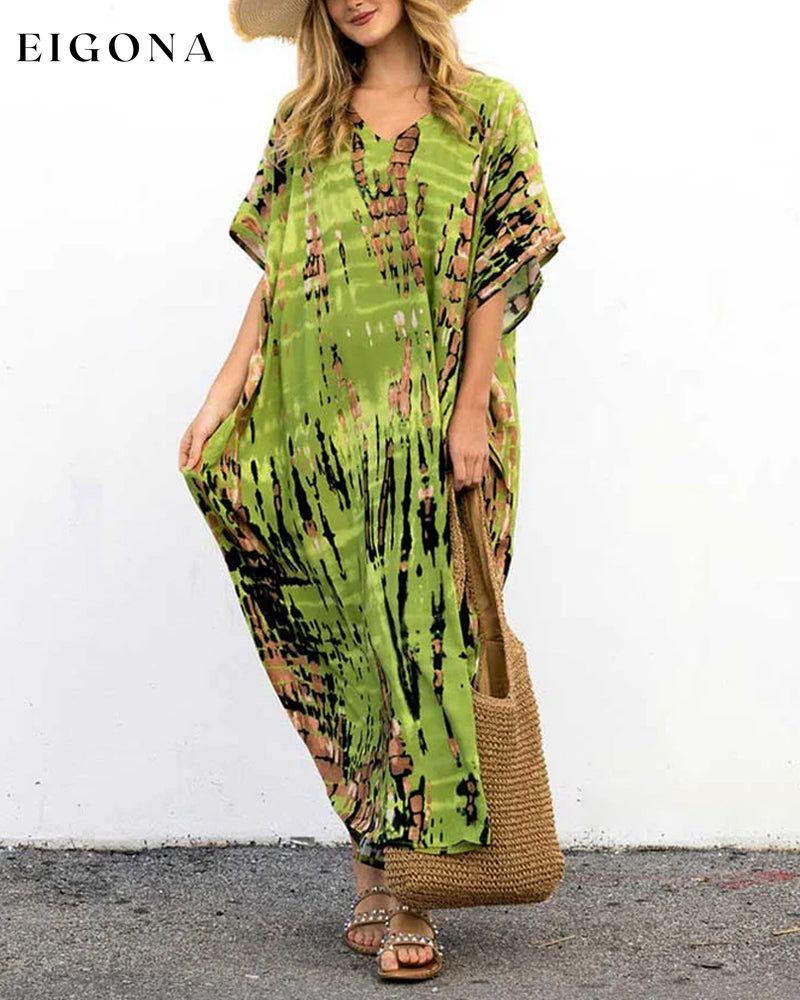 Loose printed three-quarter sleeve long dress casual dresses spring summer