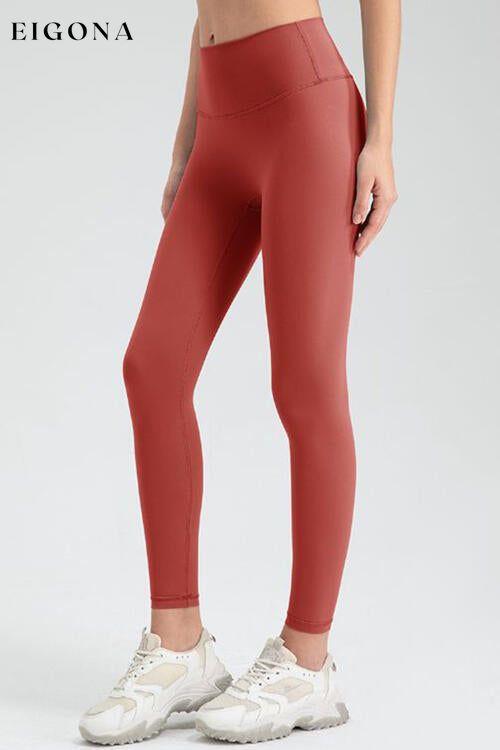 Wide Waistband Sport Leggings Red Orange clothes Ship From Overseas Y.D