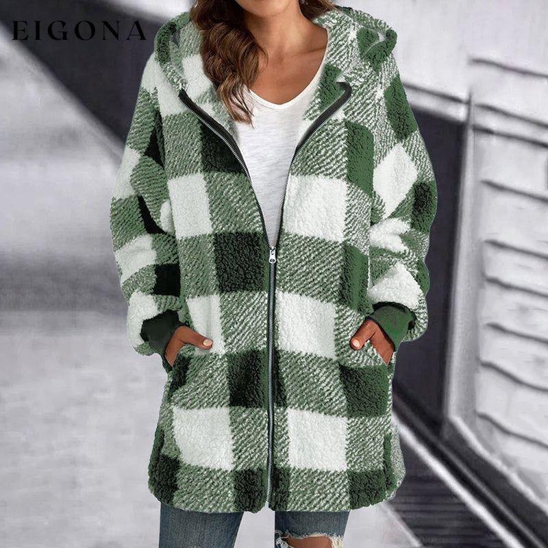 Casual Plaid Coat Light Green best Best Sellings cardigan cardigans clothes Plus Size Sale tops Topseller