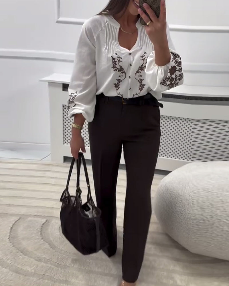 Ethnic Embroidered Print Blouse