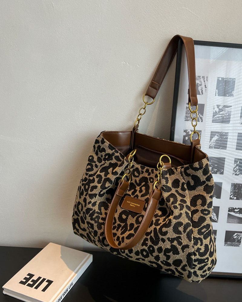 Leopard print shoulder underarm bag bags