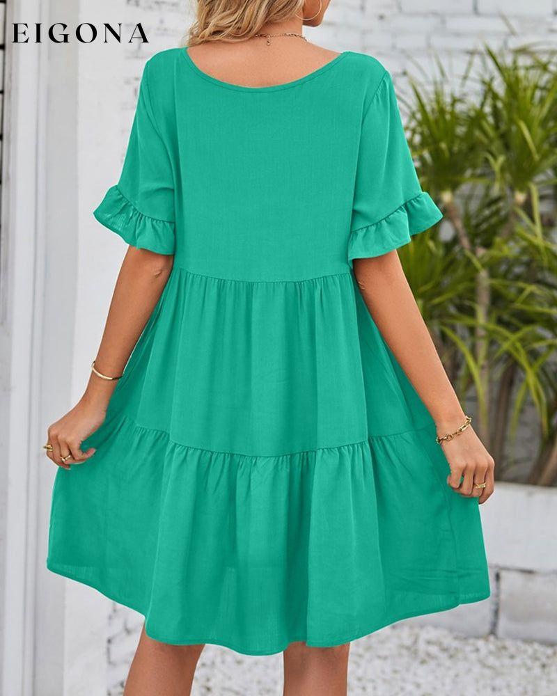 V-neck Dress with Ruffle Sleeves 23BF Casual Dresses Clothes Dresses Summer