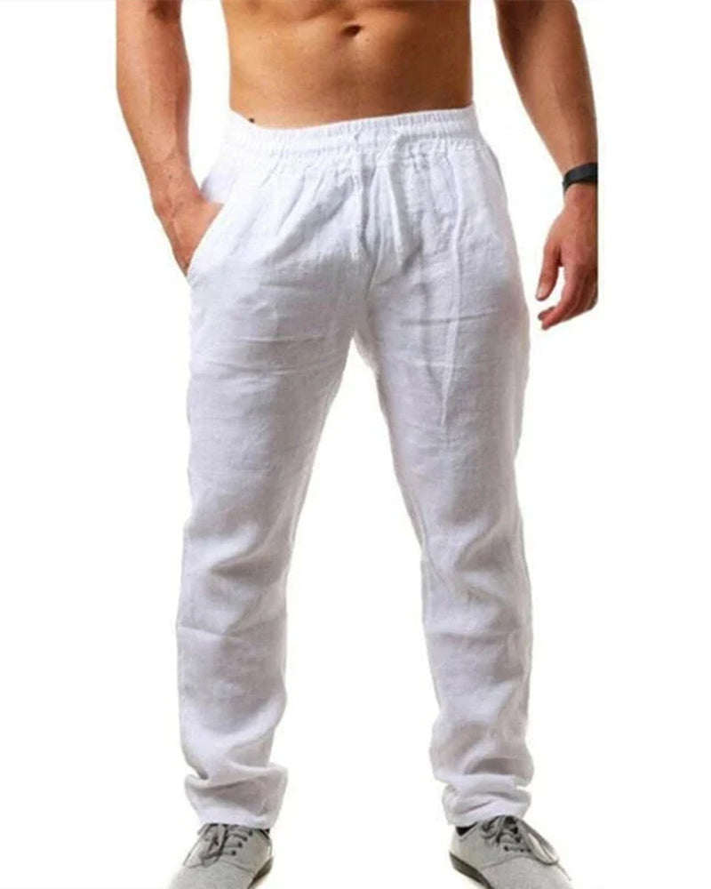 Cotton linen breathable solid color pants 23BF pants man Spring Summer