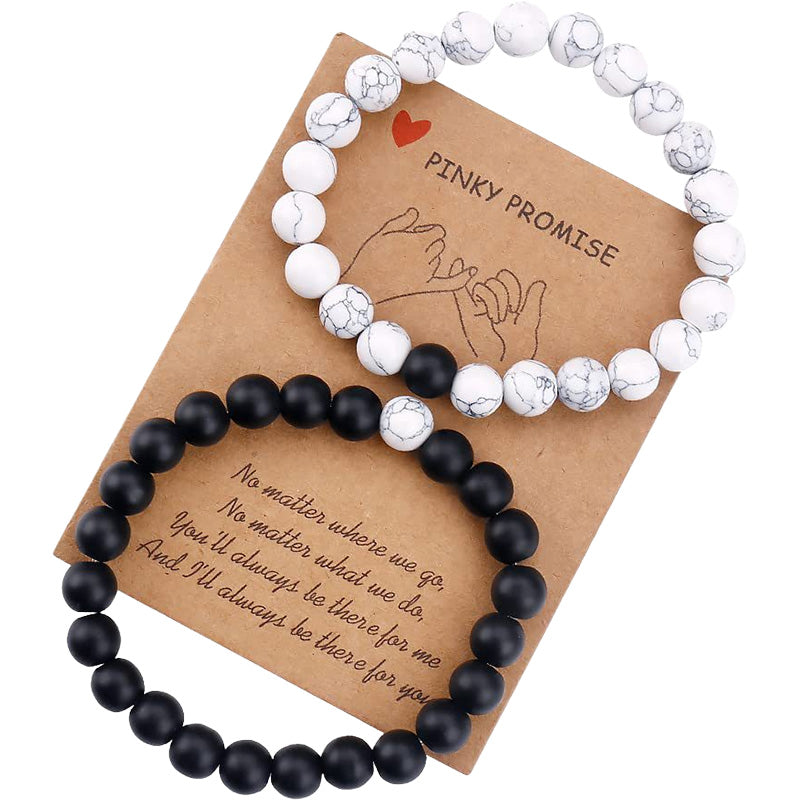 Black and white bead woven couple bracelet set Jewelry