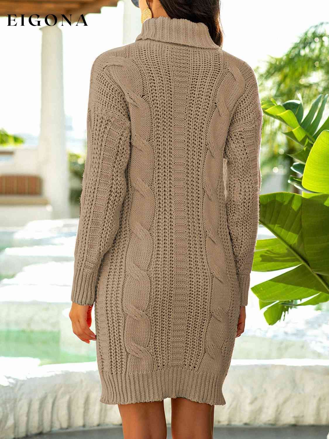 Turtleneck Ribbed Sweater Dress clothes dress dresses long sleeve long sleeve shirts long sleeve top Ship From Overseas Shipping Delay 10/01/2023 - 10/02/2023 short dresses sweater sweaters Y*X