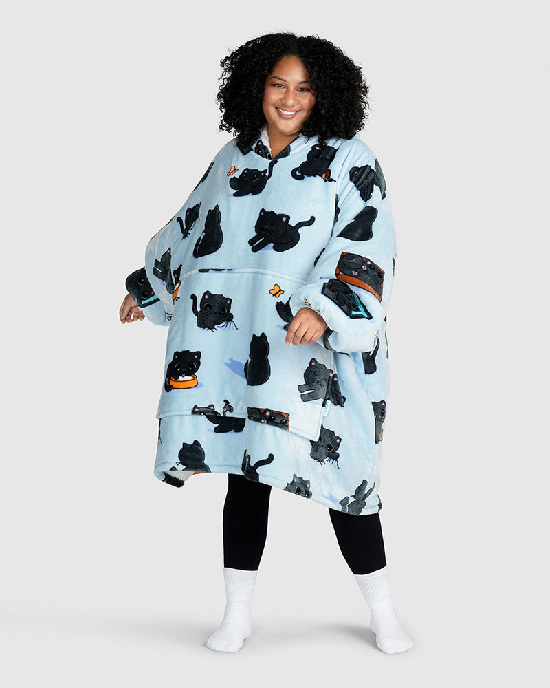 Black cat print blanket hoodie 2024 f/w blanket hoodie