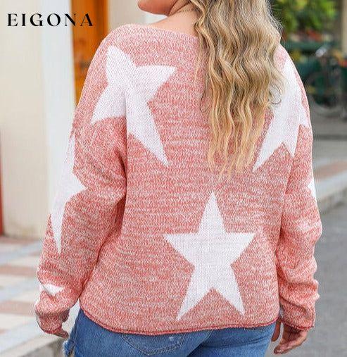 Plus Size Star Round Neck Long Sleeve Sweater clothes Ship From Overseas sweater sweaters Sweatshirt SYNZ