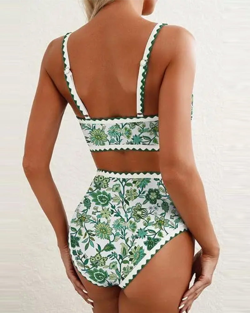 Casual Resort Style Printed Two-piece Swimsuit