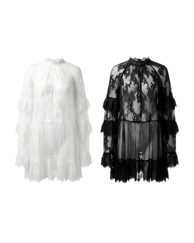 Elegant Hollow-Out Lace Dress