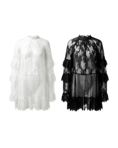 Elegant Hollow-Out Lace Dress