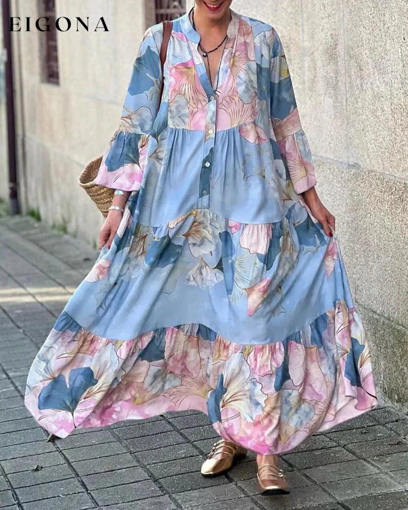 Sweet Printed Loose Dress Blue elegant dress Elegant dresses Style Elegant