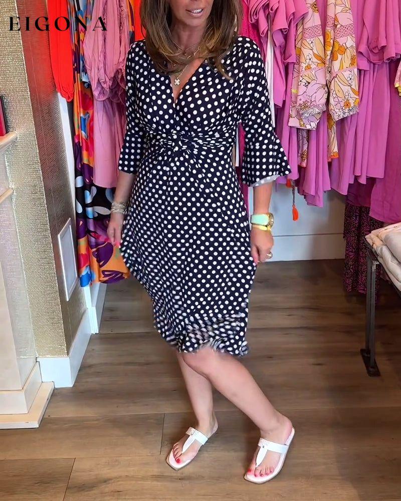 Bell sleeve polka dot print dress casual dresses summer