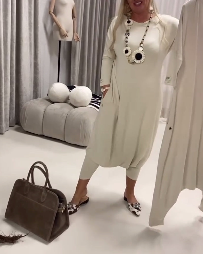 Einfarbiger, langärmliger Freizeit-Overall