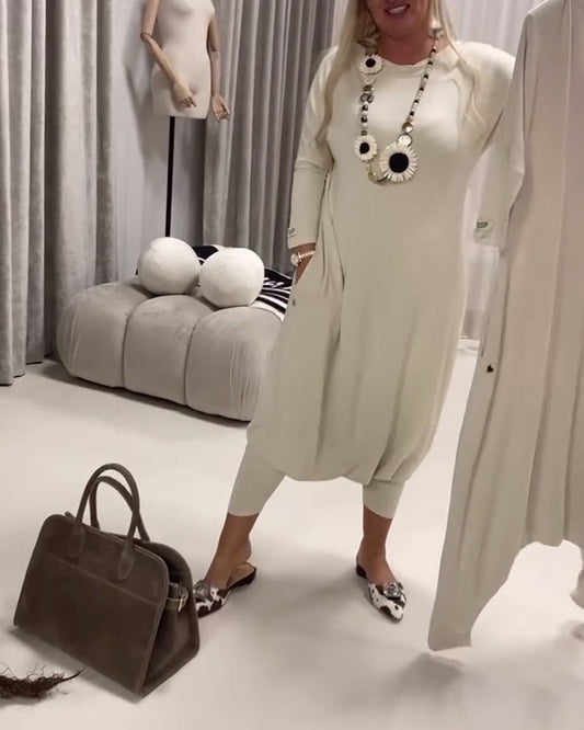 Solid Color Long Sleeve Casual Jumpsuit