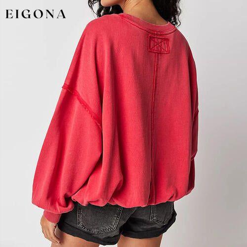 Exposed Seam Dropped Shoulder Oversized Fashion Sweatshirt clothes D&C Ship From Overseas sweater sweaters Sweatshirt