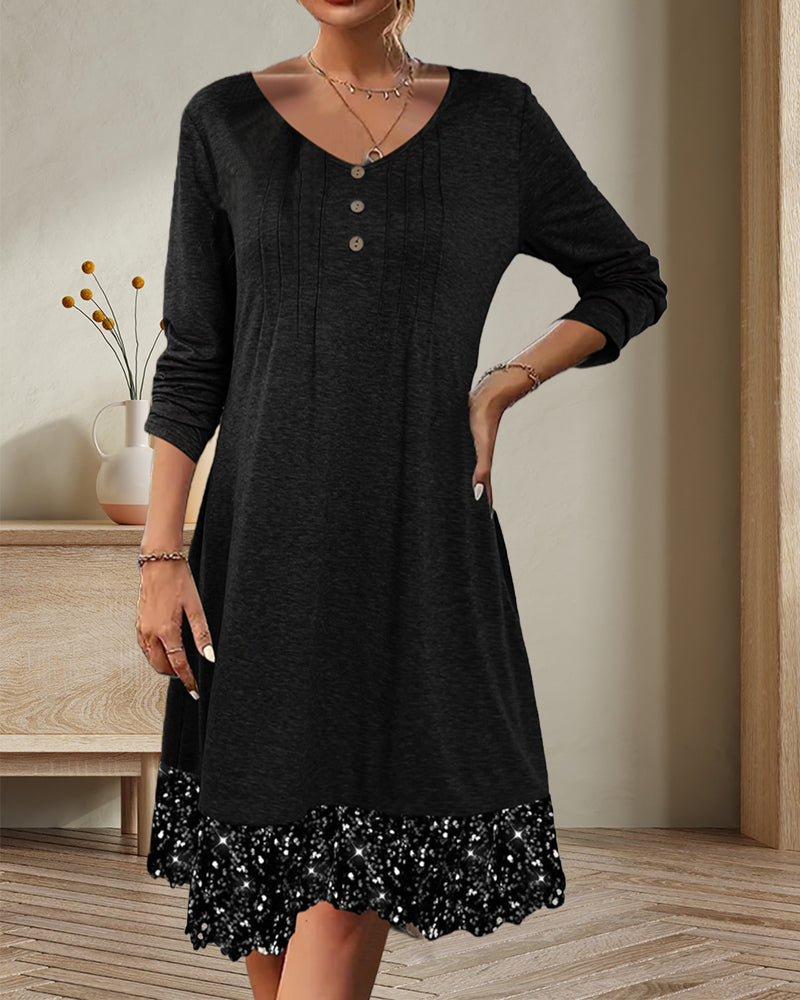 Round neck long sleeve sequin dress 2024 f/w casual dresses