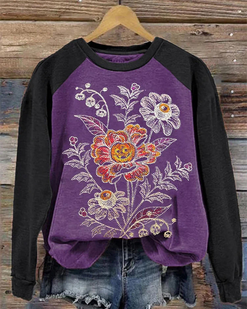 Women's Floral Pumpkin Print Sweatshirt 2024 f/w back to school sweatshirts