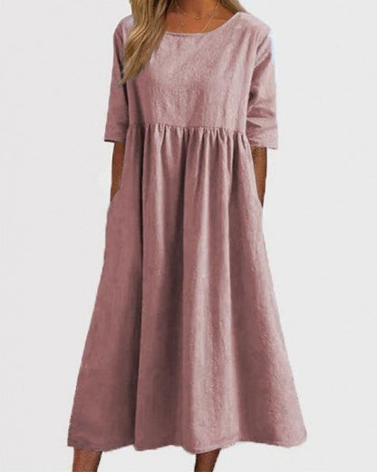 Short Sleeve Pocket Ruched Dress