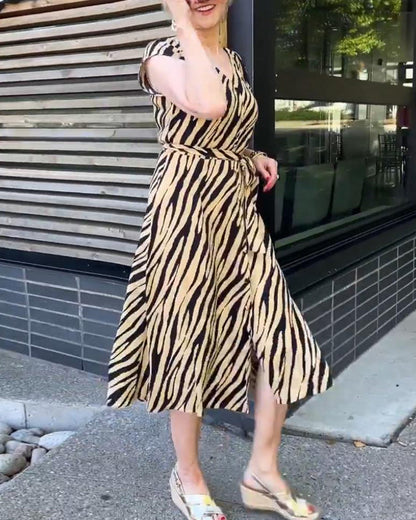 V-neck strappy striped dress casual dresses summer