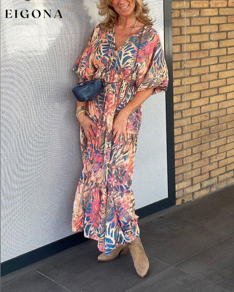 Printed patchwork flowy dress casual dresses spring summer