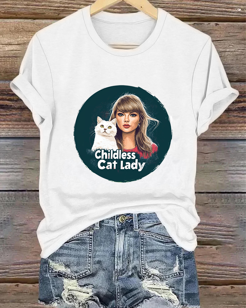 Childless cat lady T-shirt 2024 f/w faith & slogan spring summer t-shirts