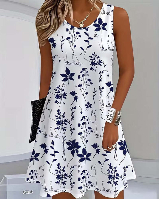 Sleeveless Print A-Line Dress