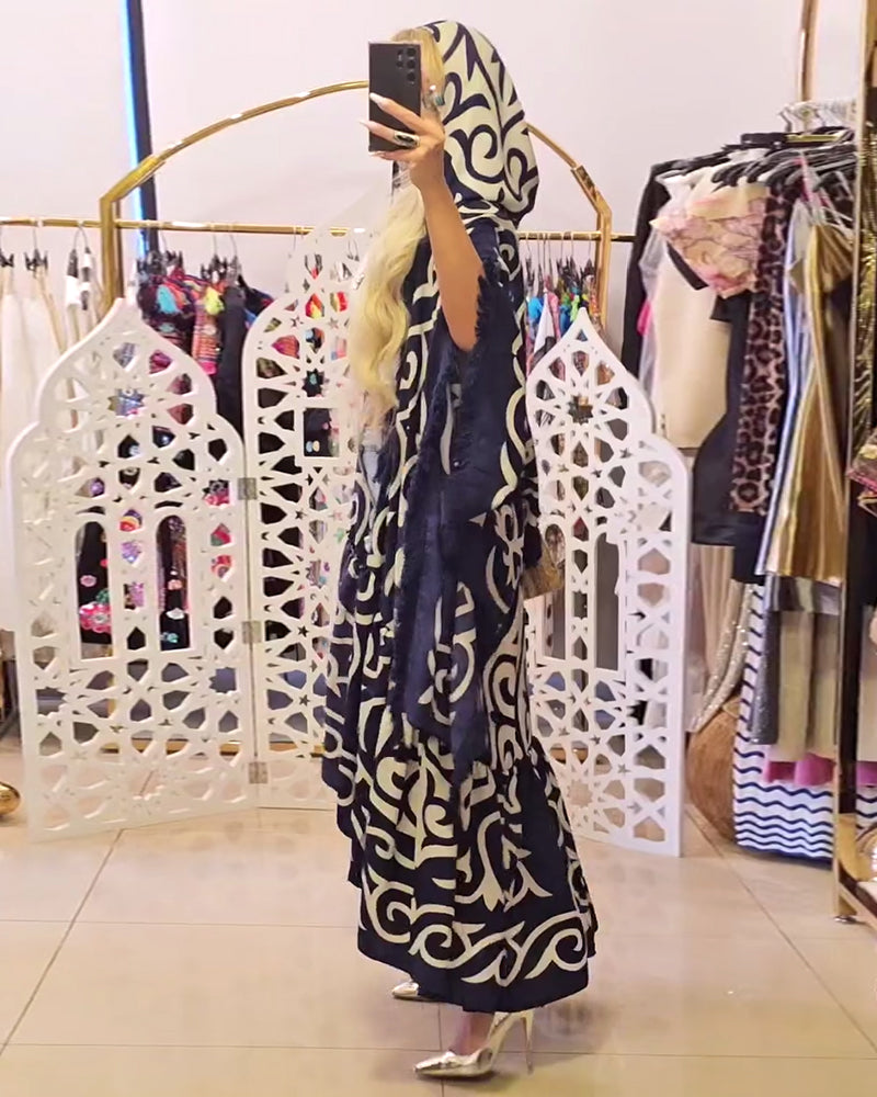 Irregular Print Long Coat