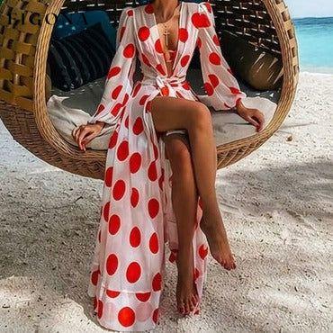 Beach Dress, Cutout Maxi Vacation Cover up, slit Maxi Dress CZ704R1 clothes dress dresses long dress long dresses long sleeve dresses Maxi maxi dress swim swimsuit swimwear