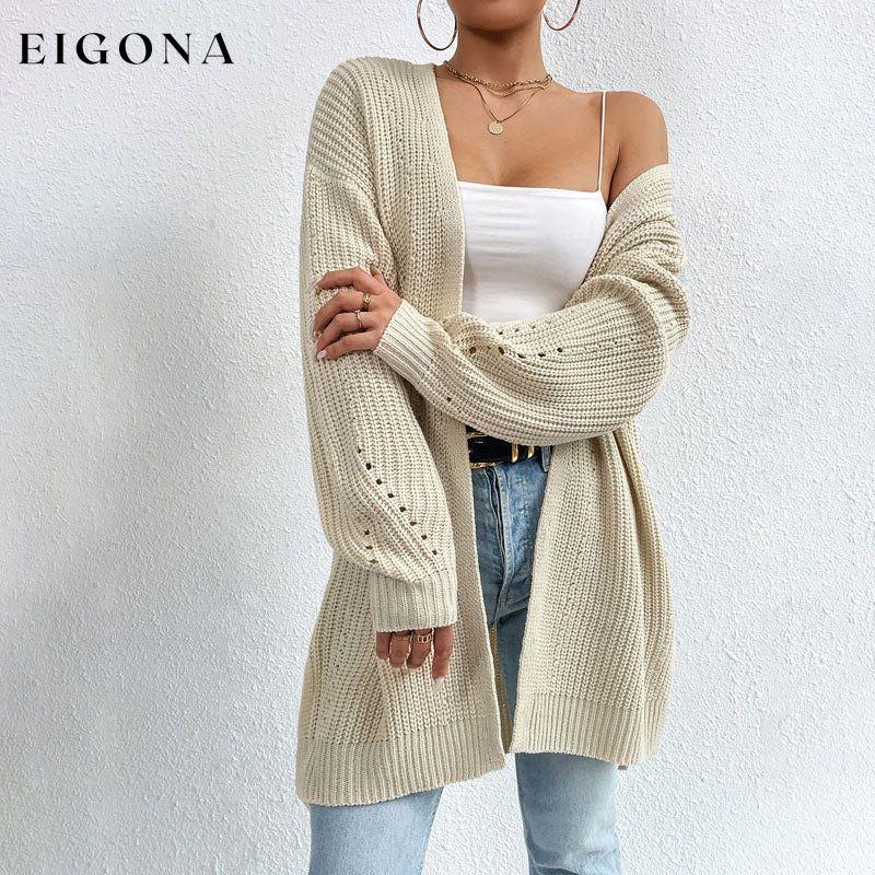 Casual Solid Colour Knitted Cardigan Apricot best Best Sellings cardigan cardigans clothes Sale tops Topseller