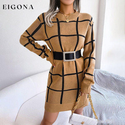 Casual Plaid Knit Dress best Best Sellings casual dresses clothes Sale short dresses Topseller