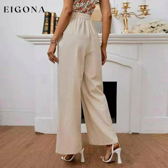 Elegant Solid Color Wide Leg Pants best Best Sellings bottoms clothes Cotton and Linen pants Sale Topseller